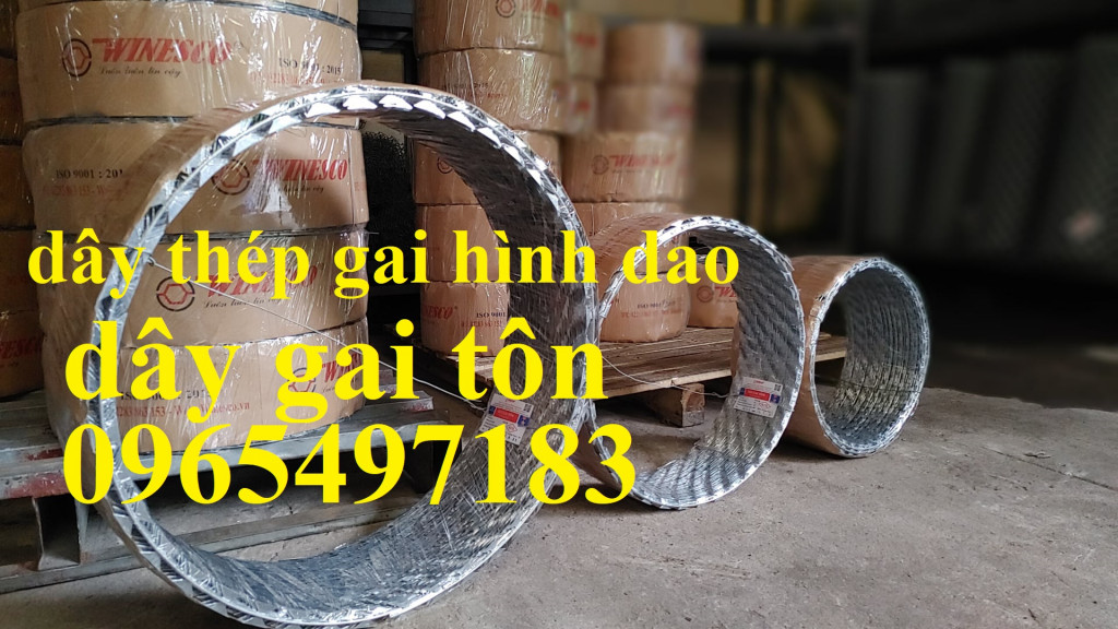 Dây thép gai lưỡi dao mạ kẽm chống gỉ làm hàng rào chống trộm, hàng rào an ninh