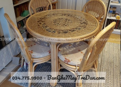 Bàn ăn tròn bằng mây thật