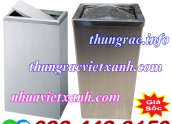 Thùng rác inox nắp lật chữ nhật 300x240x610mm