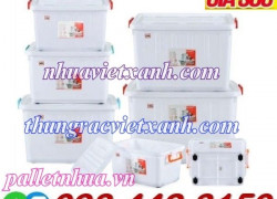 Thùng nhựa vuông đa năng có bánh xe dung tích 30 lít đến 220 lít