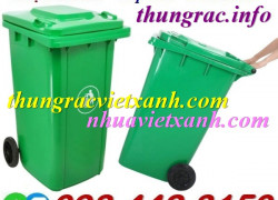 Thùng rác 240L nắp kín nhựa HDPE màu xanh lá