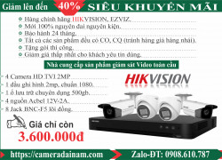 Bộ 4 camera TVI chính hãng HIKVISION 2MP