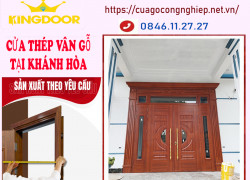 Cửa thép vân gỗ tại Khánh Hòa - Mẫu cửa hiện đại