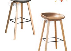 Ghế đảo bếp cao 65cm chân gỗ nệm da PVC lưng thấp màu nâu, xám nhập khẩu CB HAY 65-P - Banghehiendai.com