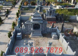Mẫu khu lăng mộ đá dòng họ cao cấp bằng đá nguyên khối bán Lâm Đồng - lăng mộ 3 mái che
