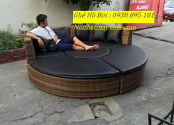 Giường tắm nắng tròn con sò, giường hồ bơi tròn