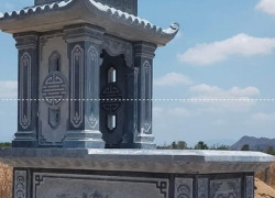 Mẫu mộ đơn giản bằng đá xanh nguyên khối bán tại Vĩnh Long  - mộ đá 1 mái, 2 mái , 3 mái đao