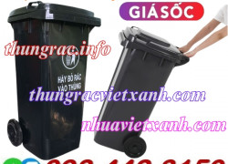 Thùng rác nhựa 120 lít màu đen - nắp kín - 2 bánh xe