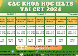 LỊCH HỌC IELTS TẠI CET NĂM 2024 – LUYỆN IELTS TỪ 5.0 đến 7.0+