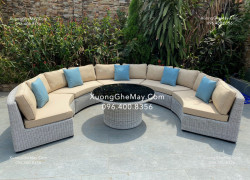 Băng ghế sofa uốn lượn nhựa giả mây và mây tự nhiên