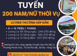 ∆ CÔNG TY CORETRONIC TUYỂN 200 NAM NỮ  THỜI VỤ .