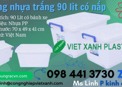 Thùng nhựa trắng chữ nhật 90 lít