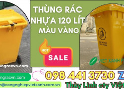 Thùng rác nhựa 120 lít màu vàng HDPE