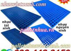 Pallet nhựa lót sàn không chân 1000x600x35mm - mặt lưới - xanh dương
