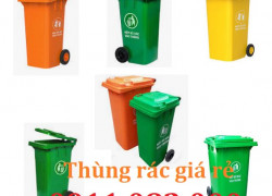 Thùng rác nhựa giá tốt- thùng rác 120l 240l 660l màu xanh, cam giá rẻ tại miền tây- lh 0911082000