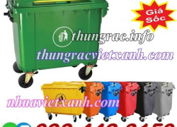 Xe rác 660 lít nhựa HDPE 4 bánh xe nhiều màu - phân loại rác