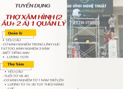 HUGTATTOO Tuyển Thợ Xăm Hình (2 Âu+ 2 Á)+ 1 quản lý