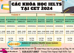 LỊCH HỌC IELTS TẠI CET NĂM 2025 – LUYỆN IELTS TỪ 5.0 đến 7.0+