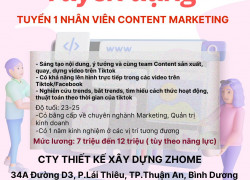 CTY THIẾT KẾ XÂY DỰNG ZHOME TUYỂN 1 NHÂN VIÊN CONTENT MARKETING