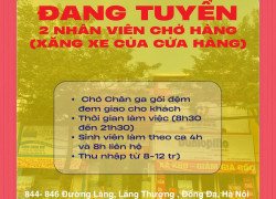 KHODEM CẦN TUYỂN 02 Nhân viên chở hàng (xăng xe của cửa hàng)