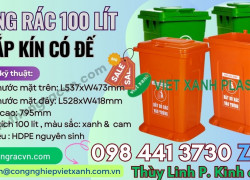 Thùng rác nhựa 100 lít nắp kín có đế MGB100K