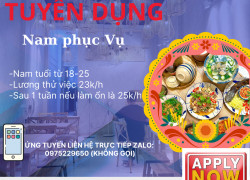 Quán cơm Kho Tộ tuyển Nam nhân viên phục vụ