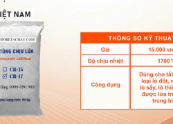 Bê tông chịu nhiệt CR17, chịu nhiệt 1700 độ C