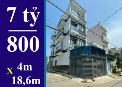 bán nhà dưới 8 tỷ nhà bè. dt: 4 x 18,6m, 3 lầu, sân thượng, góc 2 mặt tiền hẻm