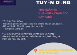 AURORA RESORT TUYỂN DỤNG  THU NGÂN VÀ NHÂN VIÊN CHĂM SÓC CÂY XANH