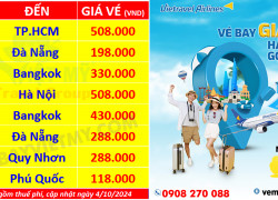 Vietravel Airlines ưu đãi ngày Song Đôi 10 tháng 10