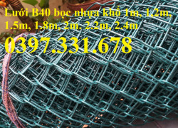 Lưới B40 bọc nhựa PVC khổ 2,4m, Lưới B40 mạ kẽm