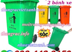 Thùng rác 240 lít nắp kín nhựa HDPE 2 bánh xe