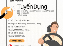 CÔNG TY BA SƠN CẦN TUYỂN: