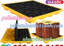 Pallet nhựa chống tràn dầu - hóa chất 4 phuy 1300x1300x150mm