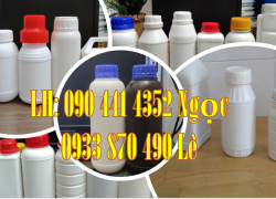 Bình nhựa 1 lít vuông, chai nhựa 500ml vòi ấn, chai nhựa 250ml đựng dung dịch, chai nhựa 100ml đựng kiềm