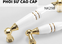 Tay nắm tủ hợp kim cao cấp phối sứ trắng NK298 | Zalo 0901 196 552