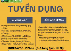 Tuyển lái xe dấu c và 1 nhân viên gom hàng