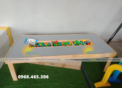 Bàn xếp lego trẻ em, bàn chơi lego bằng gỗ cho bé