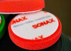 Bản xốp đỏ đánh bóng bước 1, làm mịn, xóa xước sâu 80mm - SONAX Polishing Sponge Red 80 (Hard)