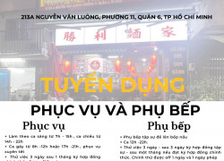 Cần tuyển Phục vụ và phụ bếp