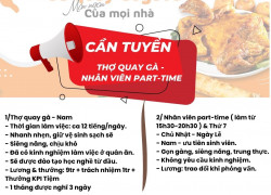 COGAVA BÌNH TÂN TÌM THÊM ĐỒNG ĐỘI * Thợ quay gà - nhân viên part-time