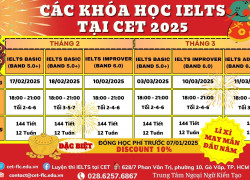 LỊCH HỌC IELTS TẠI CET NĂM 2024 – LUYỆN IELTS TỪ 5.0 đến 7.0+ 