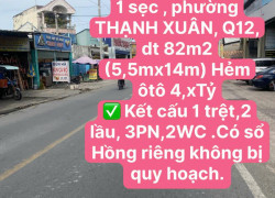 Siêu Phẩm Lô Góc Nhà 3 TẦNG đường HÀ HUY GIÁP 1 sẹc , phường THẠNH XUÂN, Q12, dt 82m2 (5,5mx14m) Hẻm ôtô 4,xTỷ