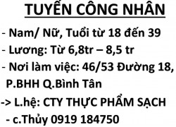 Tuyển Công Nhân Nam Nữ