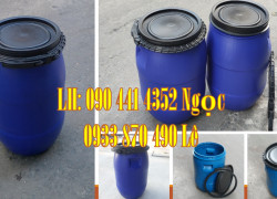 Thùng phuy nhựa cũ 220 lít đựng sơn, thùng phuy nhựa 120 lít đựng phụ gia, vật liệu xây dựng