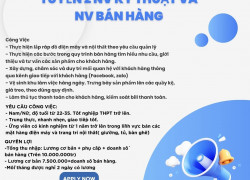 CÔNG TY ĐIỆN MÁY VÀ TRANG TRÍ NỘI THẤT TUYẾT TUYỂN 2 NV KỸ THUẬT VÀ NV BÁN HÀNG