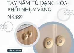 Tay nắm tủ thiết kế dạng hoa phối nhụy vàng NK489 | Zalo 0901 196 552