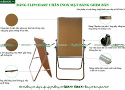 Bảng flipchart chân inox mặt bảng ghim bần