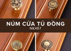 Núm cửa tủ đồng thiết kế hoa văn cổ điển NK497 | Zalo 0901 196 552