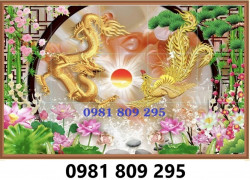 Tranh gạch men đẹp rồng phượng trang trí